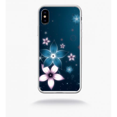 Coque abstrait fleur de lotus compatible apple iphone x bord transparent