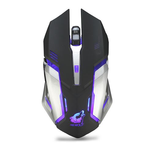 Souris de jeu FREE WOLF X7 Sans fil Silencieux Rechargeable-Noir