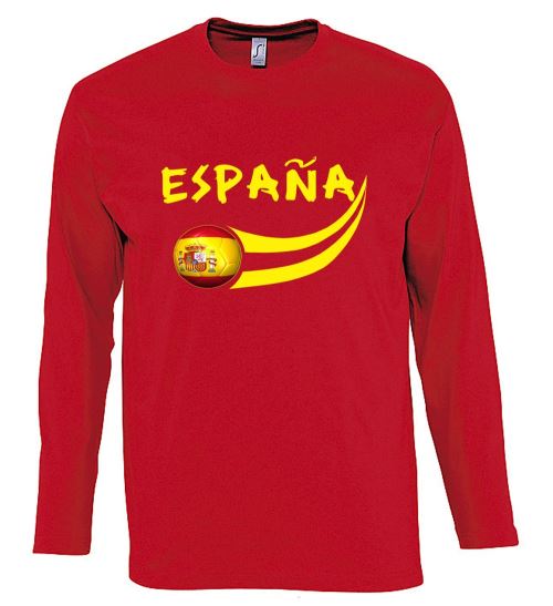 Supportershop T-Shirt manches longues Adulte Espagne Football, Rouge, FR : L (Taille Fabricant : L)
