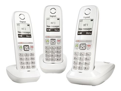 Gigaset AS470 Trio - Snoerloze telefoon met nummerherkenning - DECTGAP - 3-weg geschikt voor oproepen - wit + 2 extra handsets
