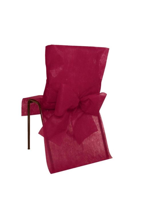 Sachet De 10 Housses De Chaise Non Tisse Avec Noeud Diff. Coloris - Bordeaux