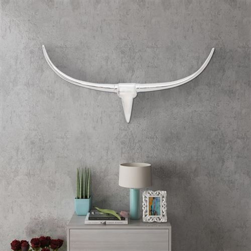 Stierenkop voor aan de muur aluminium 100 cm zilverkleurig