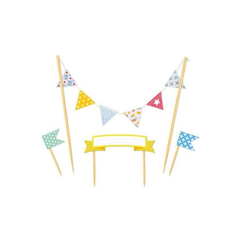 Déco gâteau fanions - Joyeux anniversaire