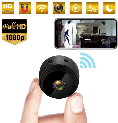 Camera Espion,HD 1080P Caméra de Surveillance sans Fil Mini Camera sur  Batteries Nanny Caméra Sport avec Detecteur de Mouvement, Exterieur/Interieur  Caméra avec…