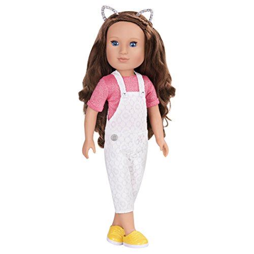 glitter girls by Battat – glisten and glam - Lace Overalls and cat Ear Deluxe Outfit 14 inch Doll clothes and Accessories for girls Age 3 and Up – children’s Toys