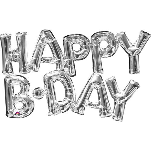 ballon aluminium happy birthday argent air - Coloris : Gris3309501
