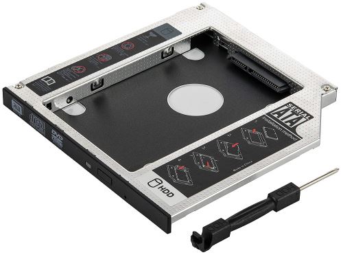 Poppstar 1009505 Cadre de Disque Dur SSD/HDD dans Une Baie CD-DVD SATA 3 de 9,5 mm Kit de Montage pour Mise à Niveau d’Ordinateur