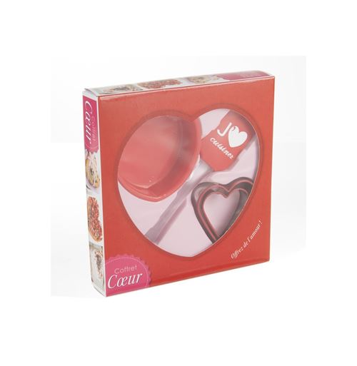 Coffret cuisine avec moules et emporte pièces - Thème coeur amour