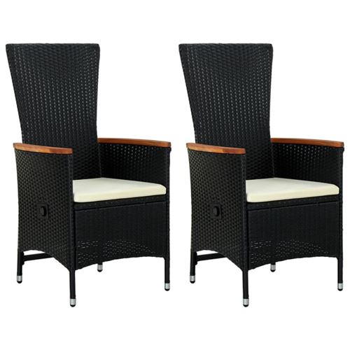 Vidaxl Noir Lot De 2 Chaise H. 108 Cm Empilable Non Pliable Exterieur En Resine Tressee - Image 1