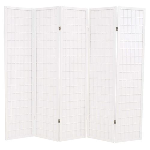 vidaXL Cloison de séparation 5 panneaux Style japonais 200x170cm Blanc