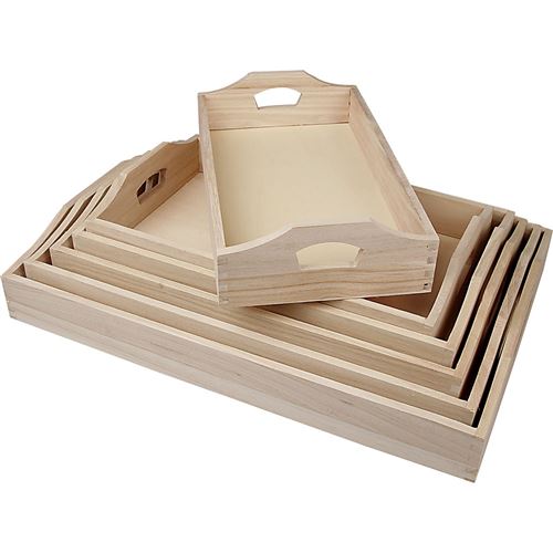 Creotime plateaux bois 6 pièces