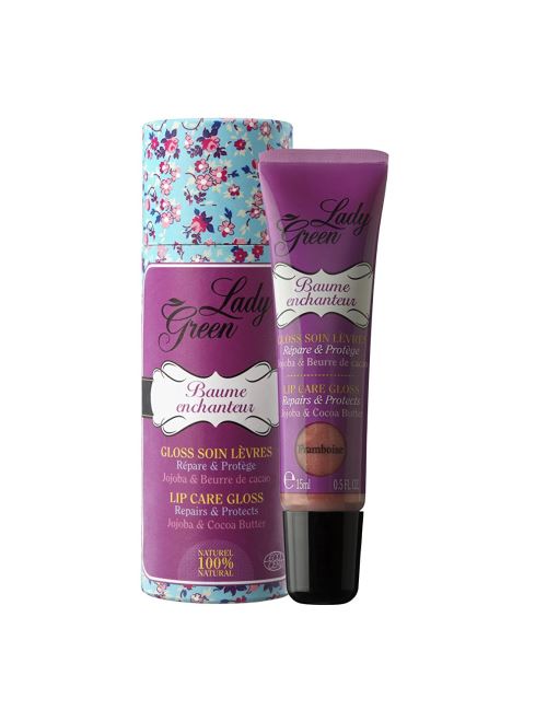 Lady Green Baume Enchanteur Gloss Soin Lèvres Bio Couleur Framboise 15 ml