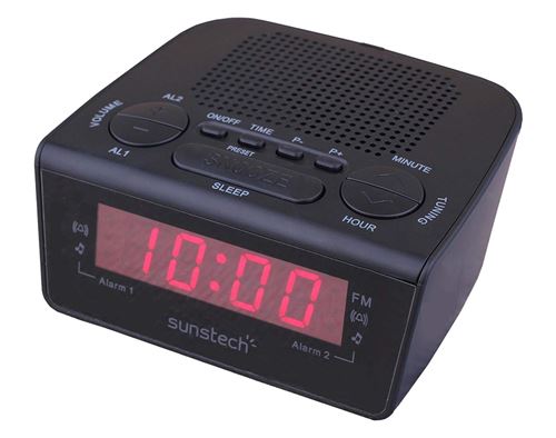 Sunstech FRD18BK Radio Réveil Tuner Digital PLL avec Double Alarme Fonction Snooze et Sommeil.