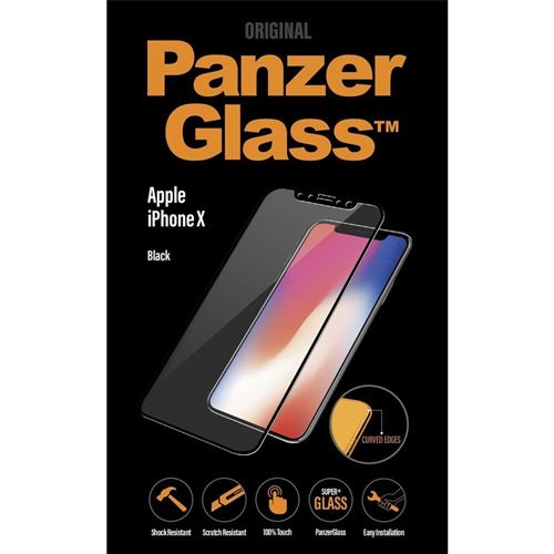 PanzerGlass Premium - Protection d'écran pour téléphone portable - glass - couleur de cadre black - pour Apple iPhone X
