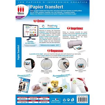 Micro Application transfert pour textiles clairs - Papier d