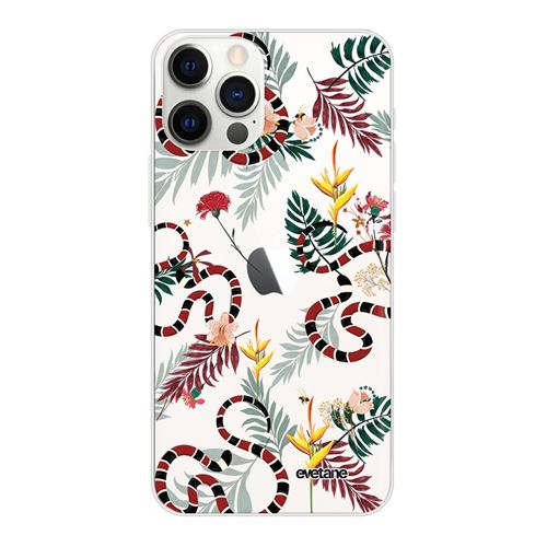 Coque souple pour iPhone 12/12 Pro - Serpents et fleurs [Evetane®]