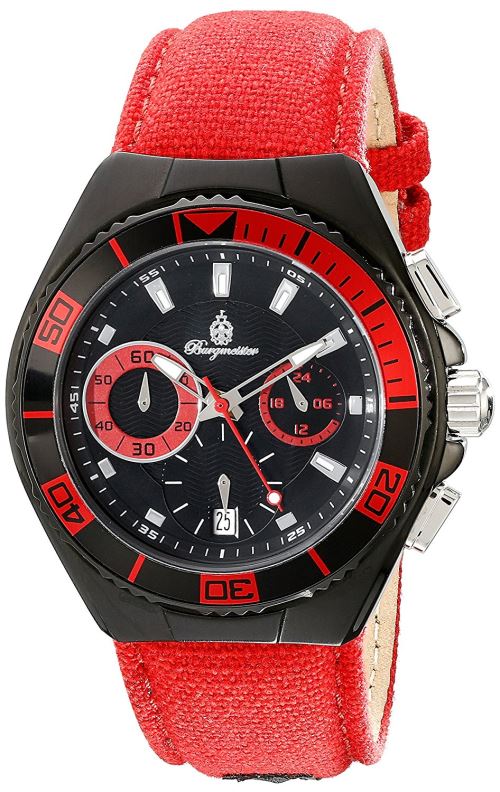 Burgmeister - BM609-624 - Montre Homme - Quartz Chronographe - Chronomètre - Bracelet Textile Rouge