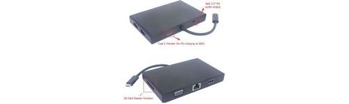 Usb - c male to rj45 vga hdmi 2xusb3.0 sd card type c female (for pd chargin) & jack 3.5, resolution 1920 x 1080p@60hz