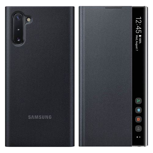 Étui pour Galaxy Note 10 Rabat Translucide Tactile Clear View Original Samsung Noir