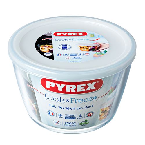 Boite de conservation PYREX - ronde 16 cm avec couvercle, Cook & Freeze