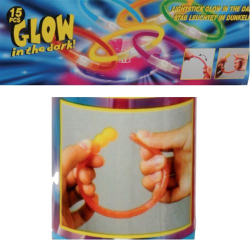 Briller dans le noir Bâtons / Bracelets lumineux 15 pièces