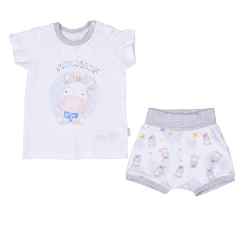 Ensemble t-shirt et short bébé en coton bio, Milk Écru 1-3m 56cm