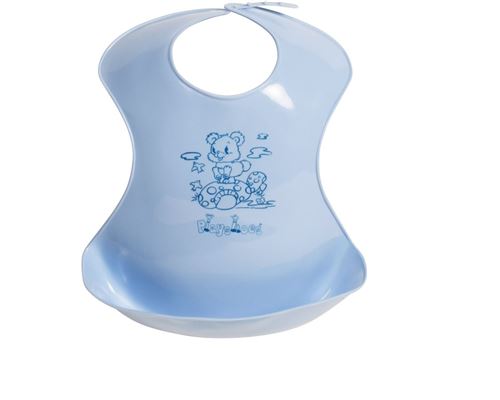 Playshoes bavoir avec contenant plastique bleu 23 x 25 cm