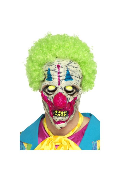 Masque Clown Uv Avec Cheveux - Multicolores - Taille Unique