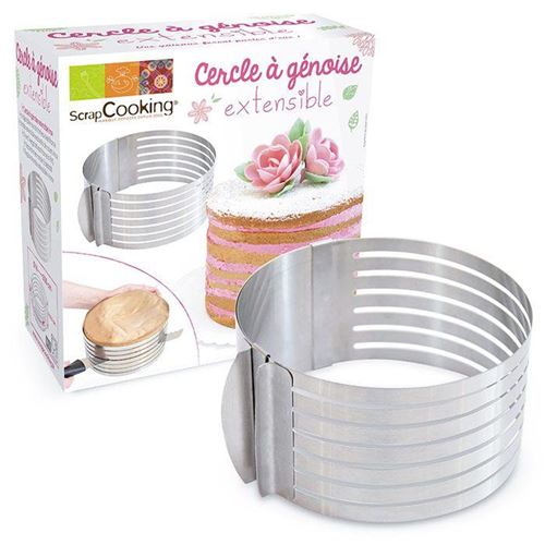 Cercle extensible en inox pour génoise - 16 à 20 cm - ScrapCooking