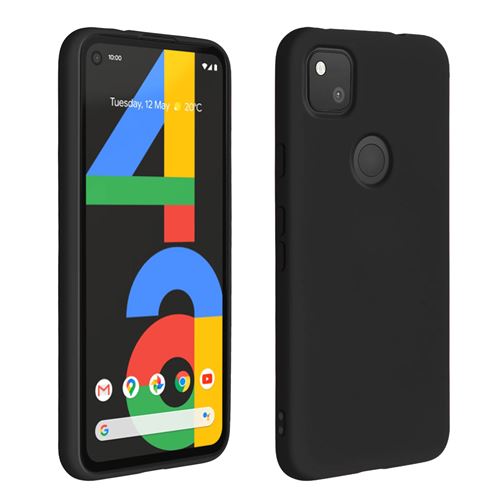 Avizar Coque pour Google Pixel 4A Silicone Semi-rigide Finition Soft Touch Noir