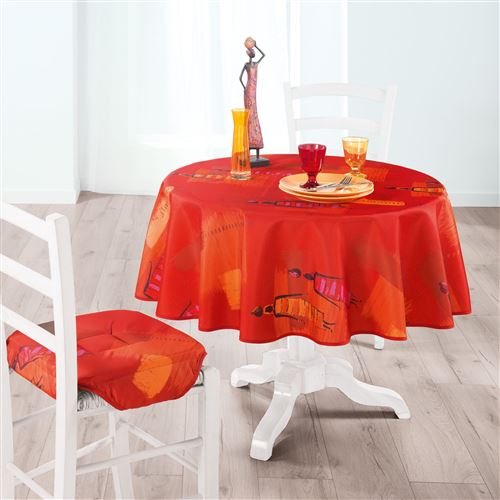 Nappe ronde (0) 180 cm polyester imprime jaya Cuivre