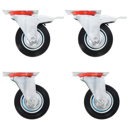 Vidaxl Noir 12 Pcs Roulettes Pivotantes 100 Mm