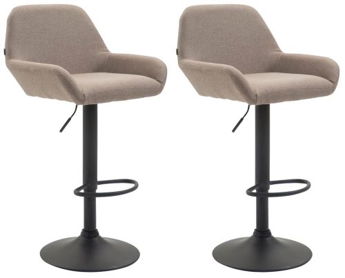 CLP Lot de 2 tabourets de bar Braga en tissu , Taupe/Noir
