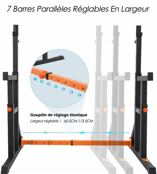 Support de squat rack de squat réglable en hauteur largeur support  musculation