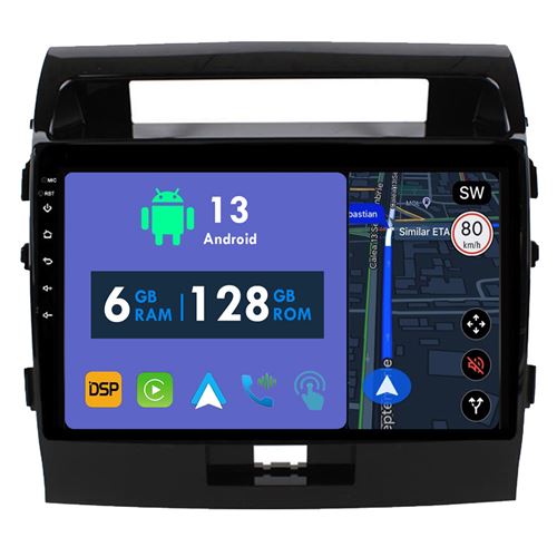 Radio GPS Voiture RoverOne® Écran Tactile CarPlay 2 Din pour Toyota Land Cruiser 11 200 2007-2015 6Go RAM 128Go ROM