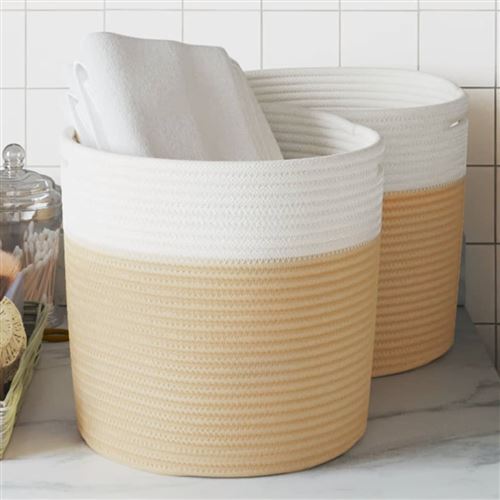 VIDAXL - Paniers de rangement - Lot de 2 - 28x28 cm - Beige - Image 3