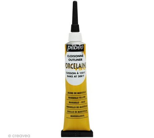 Peinture &agrave; l'eau brillante pour porcelaine - jaune - 20 ml 036-001