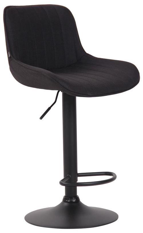 Tabouret de bar Lentini en Tissu avec Hauteur réglable et Piètement trompette en Métal , Noir /Noir
