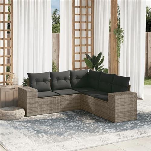 VIDAXL - Salon de Jardin - 5 pièces - Gris - Image 2