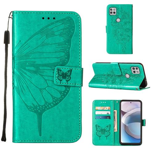 MPFRANCE Housse pour Motorola Moto One 5G Vert [Papillon V3]