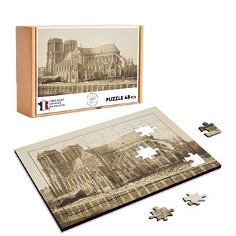 Puzzle en bois 48 Pièces Fabulous - Cathedrale Notre Dame De Paris 1860 (28 x 20 cm) - 1