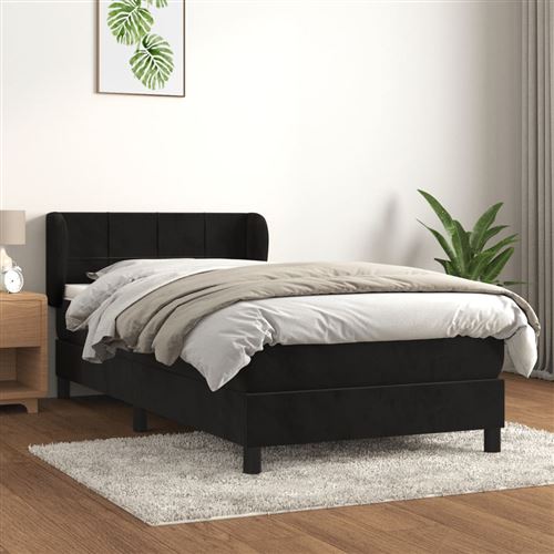 vidaXL Sommier à lattes de lit avec matelas Noir 90x200 cm Velours3127471