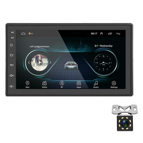 Autoradio Android 7 Pouces GPS Bluetooth Écran 2.5D WiFi Caméra 8 Lumières YONIS