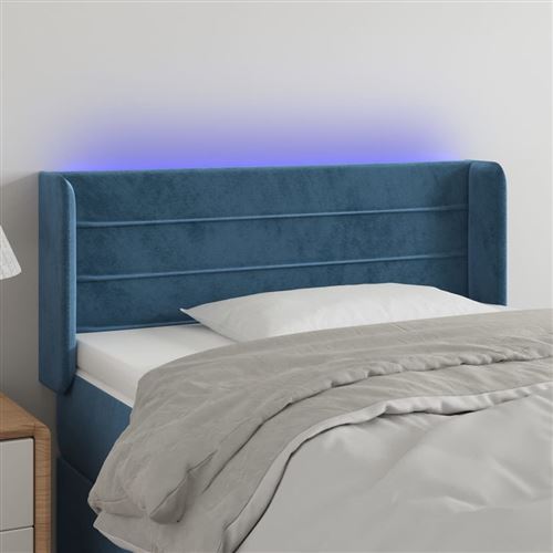 vidaXL Tête de lit à LED Bleu foncé 103x16x78/88 cm Velours3123422