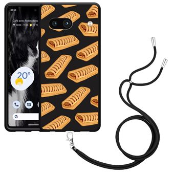 Caslord Coque Avec Cordon Pour Google Pixel 8 Pro - Étui Transparent Lanière Réglable 1.6M, Protection Antichoc Noir