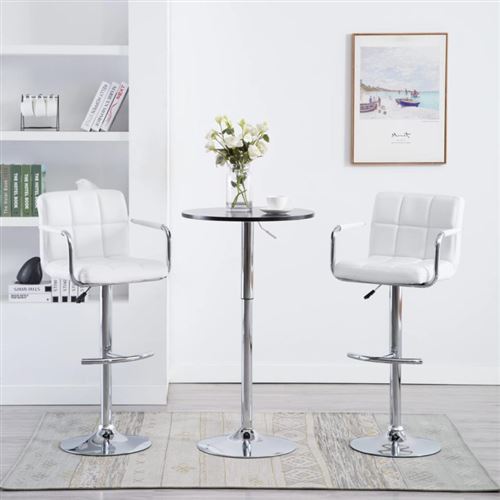 Vidaxl Blanc Tabourets De Bar Lot De 2 Similicuir - Image 3