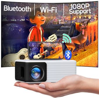 Vidéoprojecteur WiFi 1080P Full HD Soutien, 6500LM Projecteur Portable,  Mini Rétroprojecteur 250'', 720P Natif Compatible avec Smartphone,  Tablette, Ordinateur Portable, TV Box - Noir : : High-Tech
