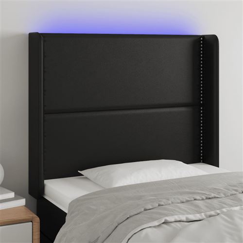vidaXL Tête de lit à LED Noir 93x16x118/128 cm Similicuir3123986
