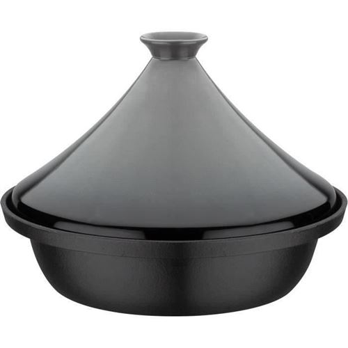 Tajine Fonte Massive - 30 X 22 Cm - Couvercle Céramique - Induction - Gris