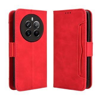 Coque Protective FOXDOCK Realme 12 Pro 5G avec Porte-Cartes Étui en PU Cuir Flip Stand avec Support Intégré Compatible Realme 12 Pro 5G-Rouge - 1